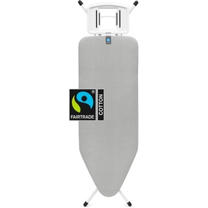 Brabantia XL Comfort Ironing Board with Solid Steam Iron Rest | Large (Size C) | Fairtrade Ecru Cover | Adjustable Height (27-38″), Easy Fold, Anti-Collapse Lock, Non-Slip Feet(Metallized)