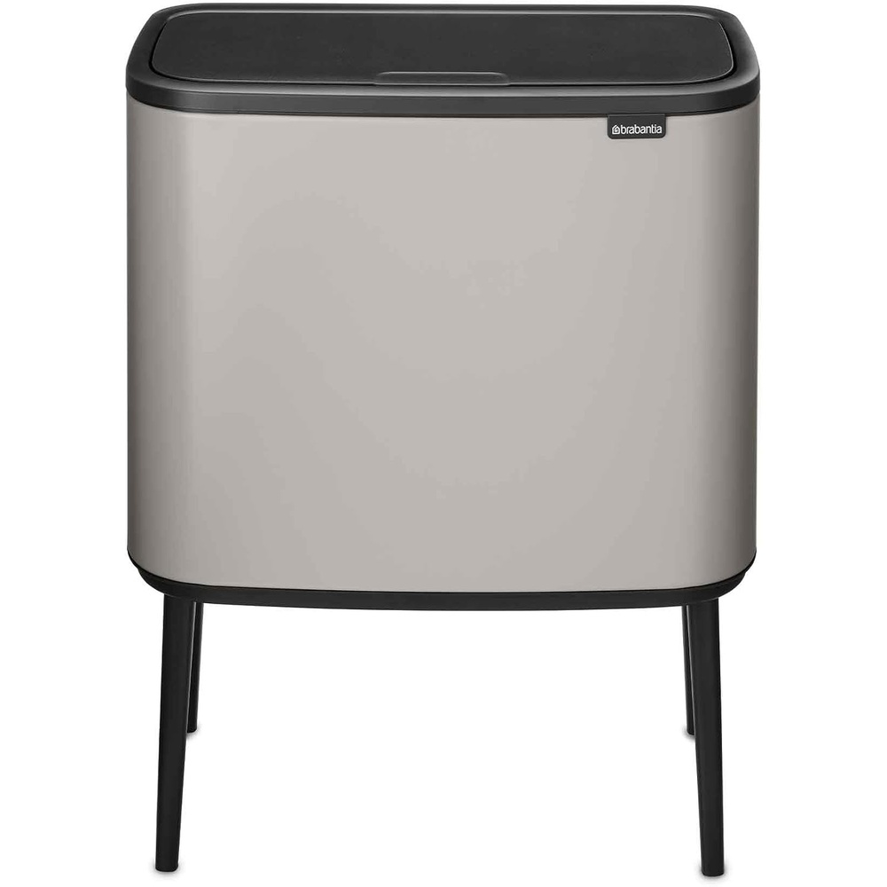 image:imageBrabantia Bo Touch Top Kitchen Trash Can with Single Compartment  Matt Steel FPP  16 Gal Inner Bucket  SoftClose Garbage Can Light Touch Opening StayOpen Lid  Fits Against Wall   Trash BagsSoft Gray