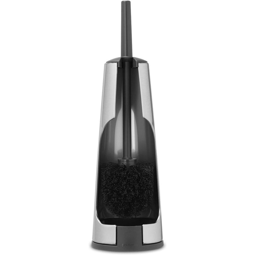image:imageBrabantia ReNewToilet Brush amp Holder Set Matt Black FreeStanding NonSlipScratch Base Hygenic Discreet Toilet Bowl CleanerBrilliant Steel