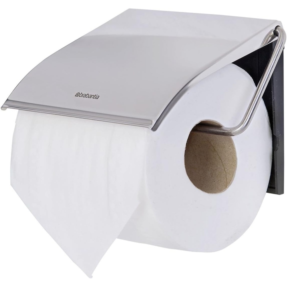 image:imageBrabantia Renew Toilet Roll Holder Brilliant Steel Left amp Right Handed Use DrillNoDrill Install RustFree Bathroom Paper DispenserBrilliant Steel