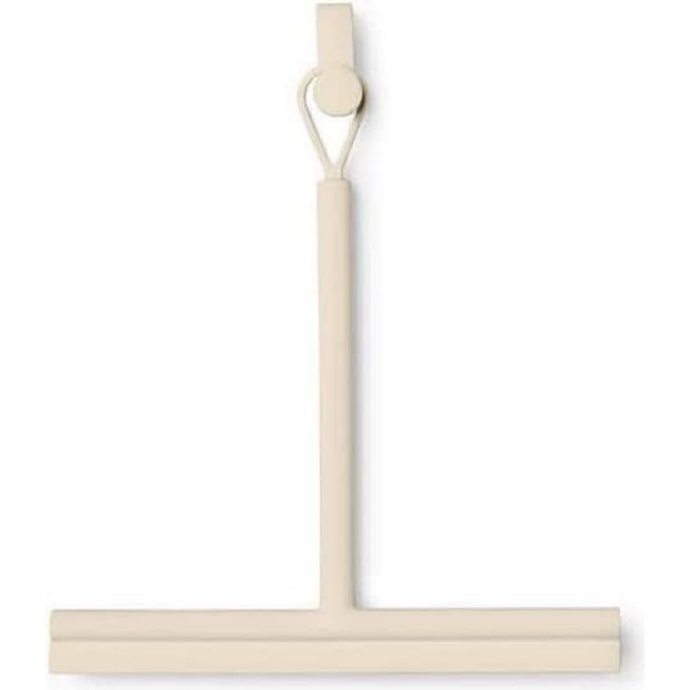 image:imageBrabantia Silicone Shower Squeegee with Hook Dark Gray Anti Streak Cleaning Wiper for Bathroom Glass Plastic Tile  Doublesided Brush amp Rim DesignSoft Beige