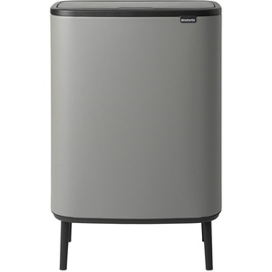 Brabantia Bo Hi Touch Top Kitchen Trash Can with Dual Compartments & Raised Legs | White | 2 x 8 Gal Inner Buckets | Soft-Close, Light Touch Opening, Stay-Open Lid | + Trash Bags(Mineral Concrete Gray)