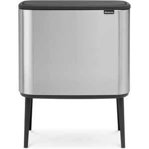 Brabantia Bo Touch Top Kitchen Trash Can with Single Compartment | Matt Steel FPP | 16 Gal Inner Bucket | Soft-Close Garbage Can, Light Touch Opening, Stay-Open Lid | Fits Against Wall | + Trash Bags(Matt Steel FPP)