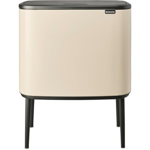 Brabantia Bo Touch Top Kitchen Trash Can with Single Compartment | Matt Steel FPP | 16 Gal Inner Bucket | Soft-Close Garbage Can, Light Touch Opening, Stay-Open Lid | Fits Against Wall | + Trash Bags(Soft Beige)