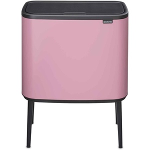 Brabantia Bo Touch Top Kitchen Trash Can with Single Compartment | Matt Steel FPP | 16 Gal Inner Bucket | Soft-Close Garbage Can, Light Touch Opening, Stay-Open Lid | Fits Against Wall | + Trash Bags(Lilac Pink)