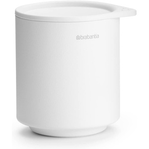 Brabantia MindSet Bathroom Storage Pot with Lid (Mineral Fresh White) Cue Tip, Cotton Pads, Jewellery Storage Organizer Holder for Washbasin or Cupboard