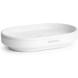 Brabantia Mindset Soap Dish (Mineral Fresh White) Anti-Rust Metal, Non-Slip Basin Soap Tray Holder for Bathroom, Shower, Kitchen Sink