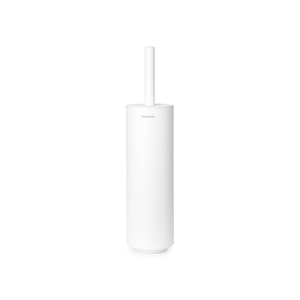 Brabantia Mindset Toilet Brush & Holder (Mineral Fresh White) Bristle Brush Toilet Bowl Cleaner, Wall Mountable, Discrete Holder, Removable Inner Holder (LWH: 3.8 x 4.3 x 16.5)