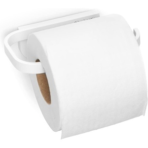 Brabantia Mindset Wall Mounted Toilet Roll Holder (Mineral Fresh White) Wide Opening, Bathroom Tissue Rack, Concealed Fixings, Anti-Rust Materials(Mineral Fresh White)