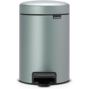 Brabantia New Icon Step Trash Can (0.8 Gal/Matt Black) Soft Closing Kitchen Garbage/Recycling Can with Removable Bucket(Metallic Mint)