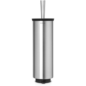 Brabantia Profile Toilet Brush and Holder (Black) Freestanding/Wall-Mounted Toilet Bowl Cleaner with Discreet Case Stand for Bathroom(Matt Steel)