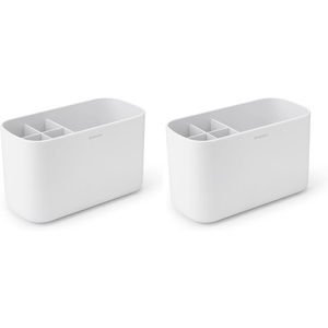 Brabantia ReNew Bathroom Caddy (White) – Compartments for Toothbrushes, Toothpaste, Soap etc – Nonslip Base and Drainage Holes(White)