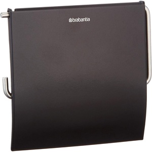 Brabantia Renew Toilet Roll Holder (Brilliant Steel) Left & Right Handed Use, Drill/No-Drill Install, Rust-Free Bathroom Paper Dispenser(Matt Black)