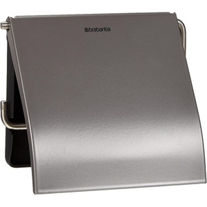 Brabantia Renew Toilet Roll Holder (Brilliant Steel) Left & Right Handed Use, Drill/No-Drill Install, Rust-Free Bathroom Paper Dispenser(Platinum)
